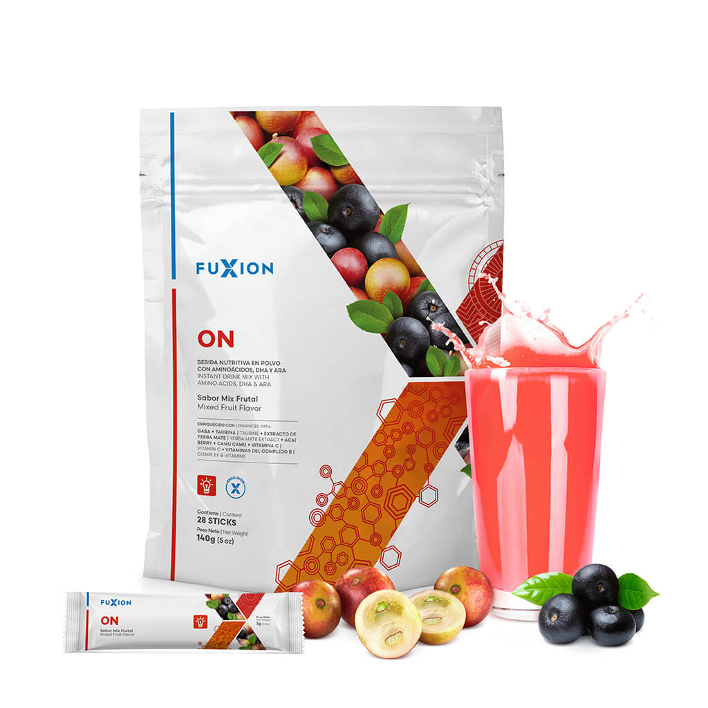 FuXion ON,Delicious Functional Drink to Active Your Mind to be More Alert, Both Work Synergistically w.Vitamin C,DHA,RNA,Minerals, Essential Oils and Amino Acids (ON, 28 Sticks)